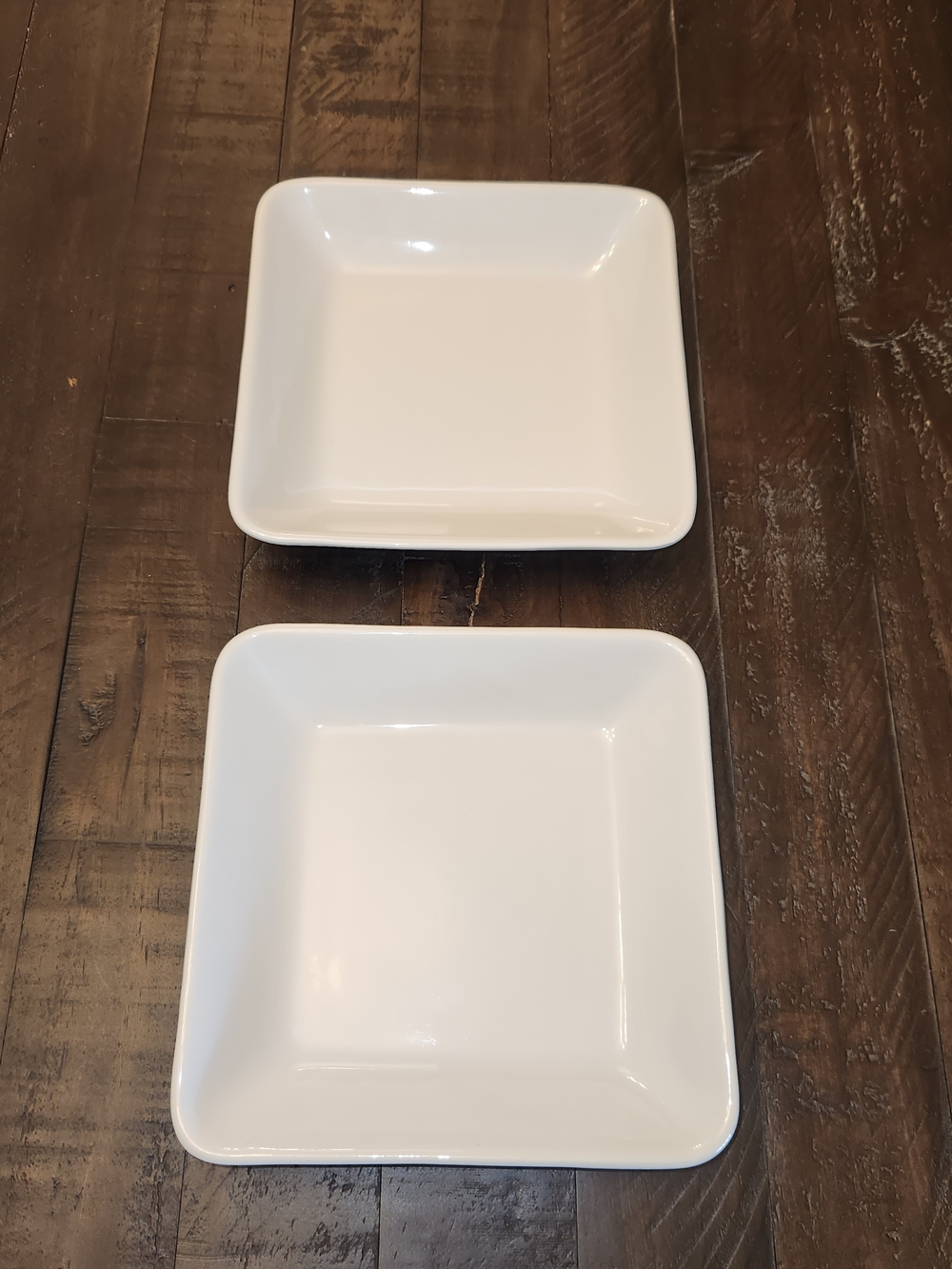 The Pampered Chef Simple Additions White Square Ceramic Serving Plates Set of 2